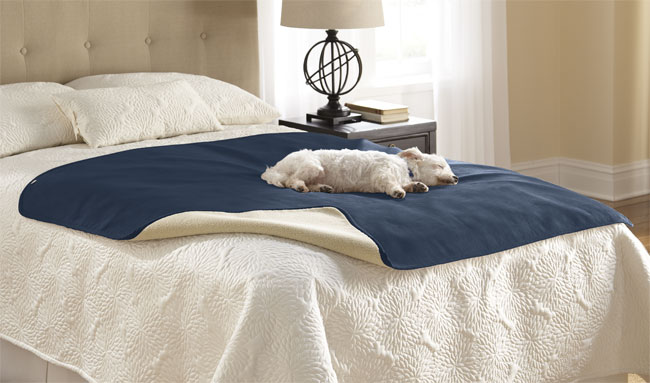 Reversible Dog Blanket / Only Reversible Dog-proof Throw, Navy, Large