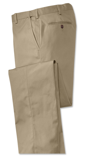 Image of Poplin Expandable Comfort-waist Pants - Plain Front, Khaki, Cuffed, W X L