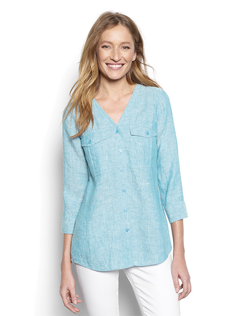 Image of Lightweight Linen V-neck Shirt