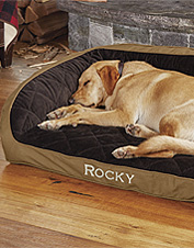 orvis comfortfill wraparound dog bed with fleece